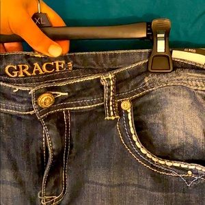 GRACE L.A. bootcut jeans size 17 rhinestones
